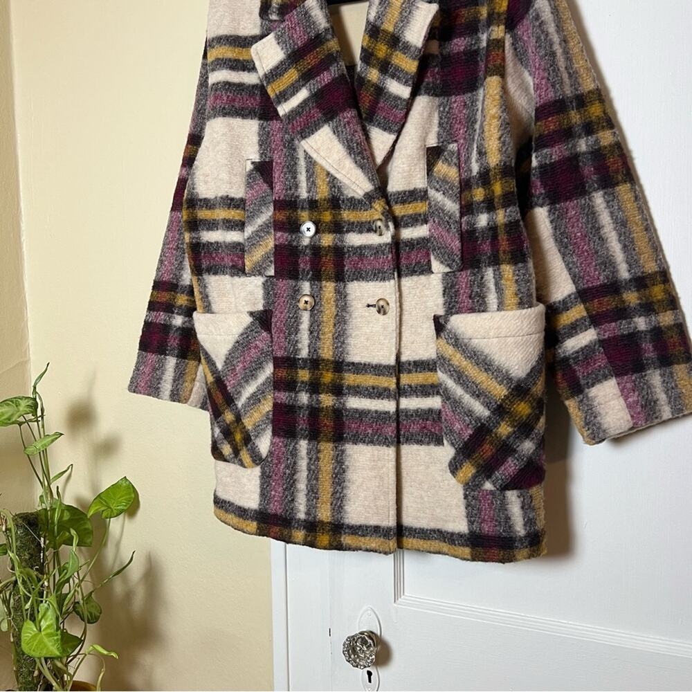 Roots Seymour Plaid Boxy Wool Blend Peacoat - Picture 4 of 12